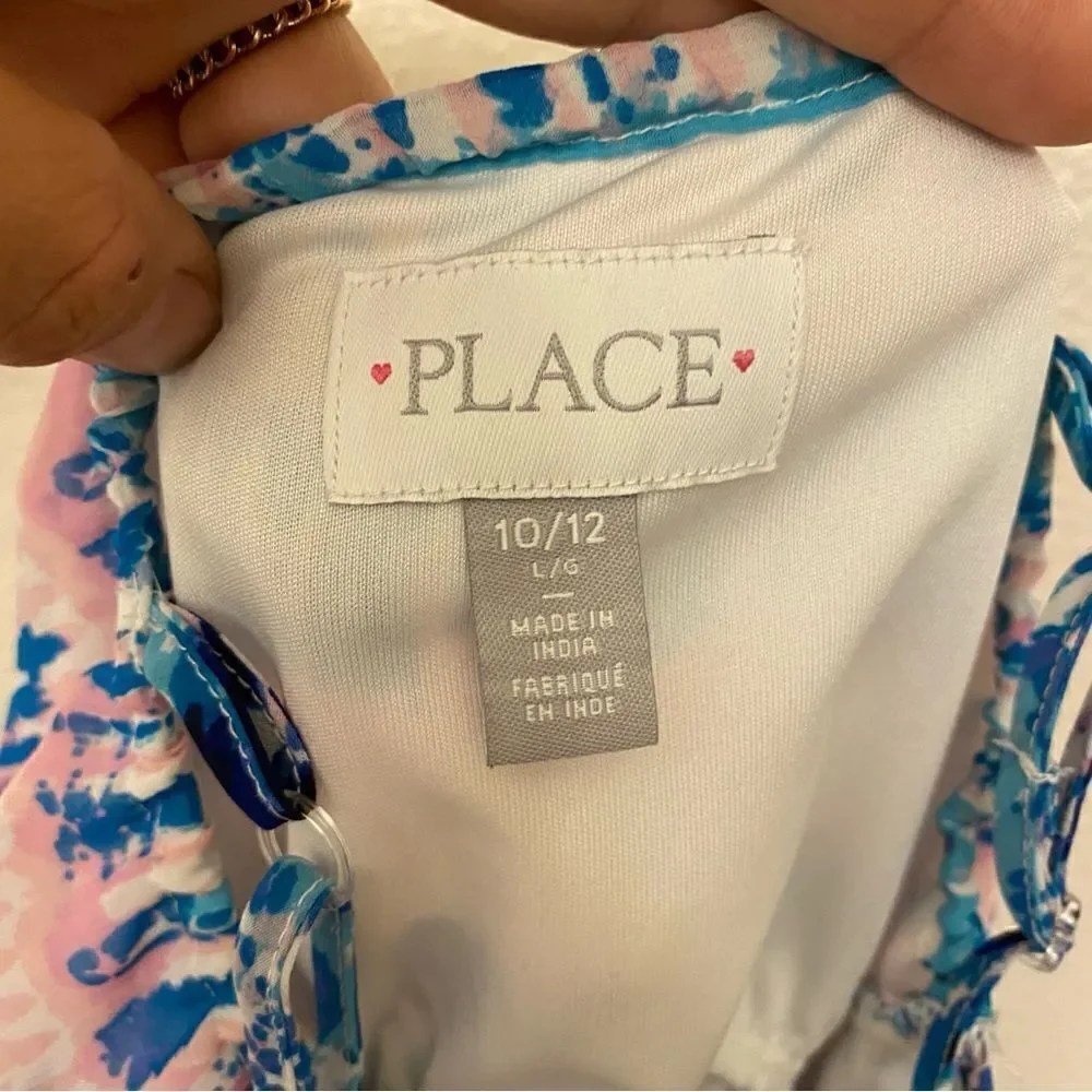 Children’s Place Girl long tie dye blue chiffon spaghetti strap dress long 10/12
